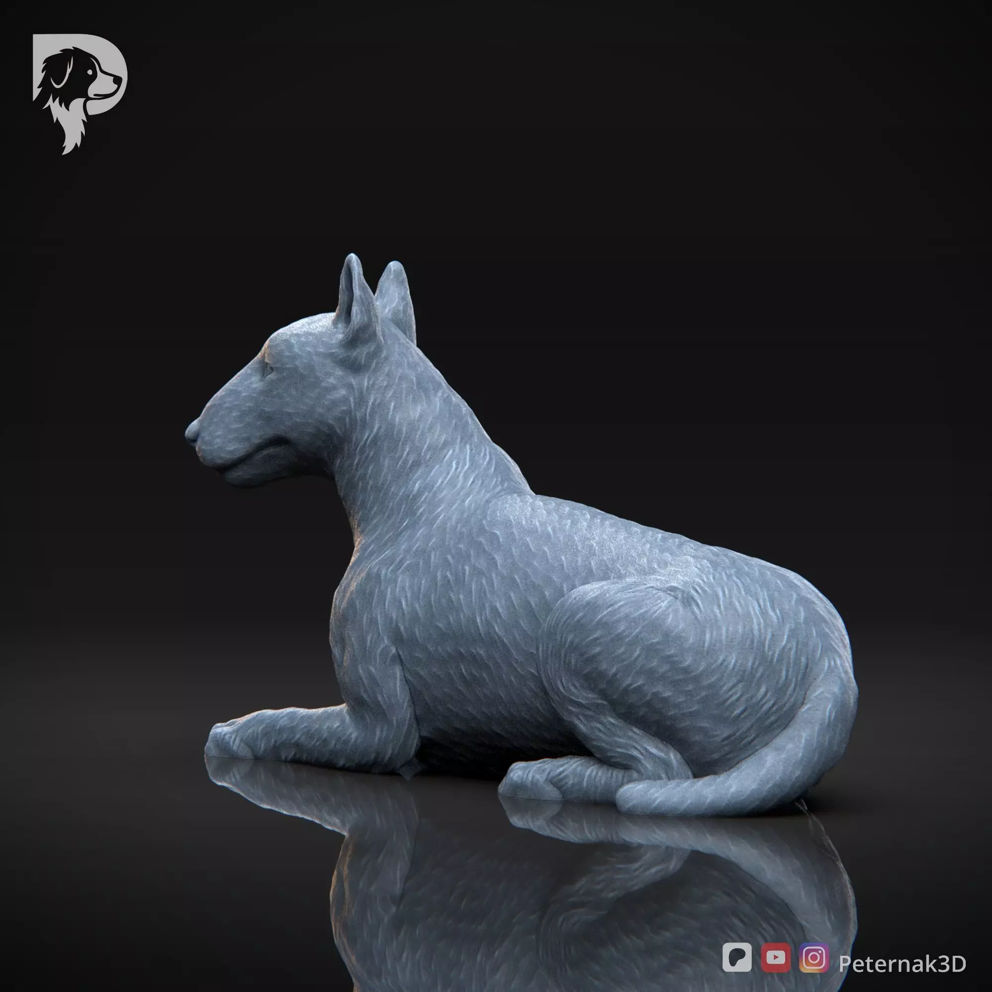 Dog 3D Print Model Bull Terrier Dog Pose 08 Ready STL 3D print model_9