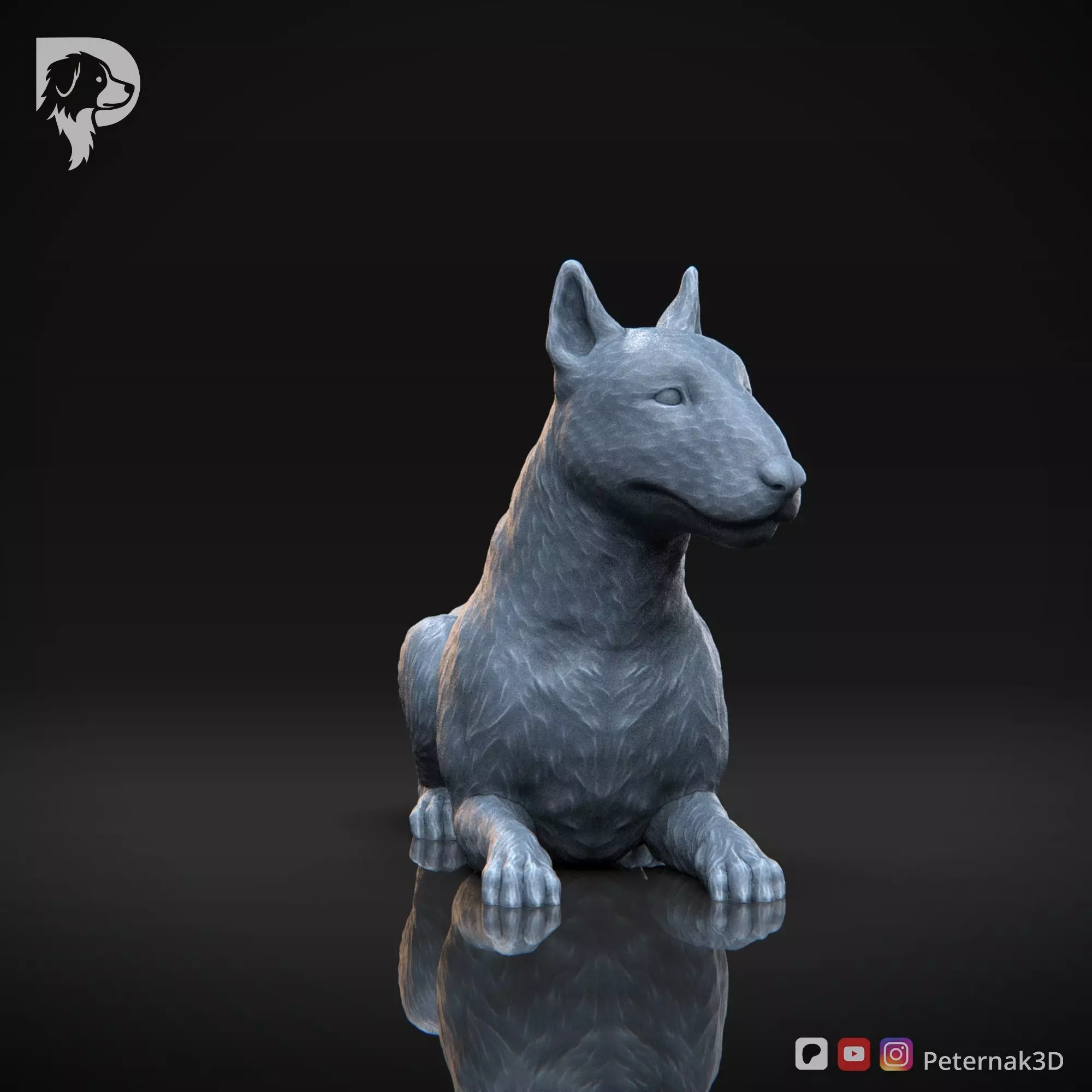 Dog 3D Print Model Bull Terrier Dog Pose 08 Ready STL 3D print model_3