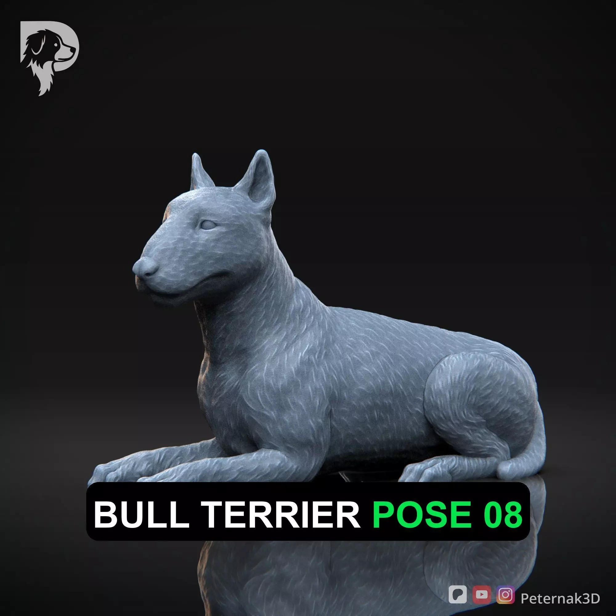 Dog 3D Print Model Bull Terrier Dog Pose 08 Ready STL 3D print model_0