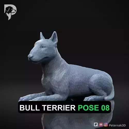 Dog 3D Print Model Bull Terrier Dog Pose 08 Ready STL