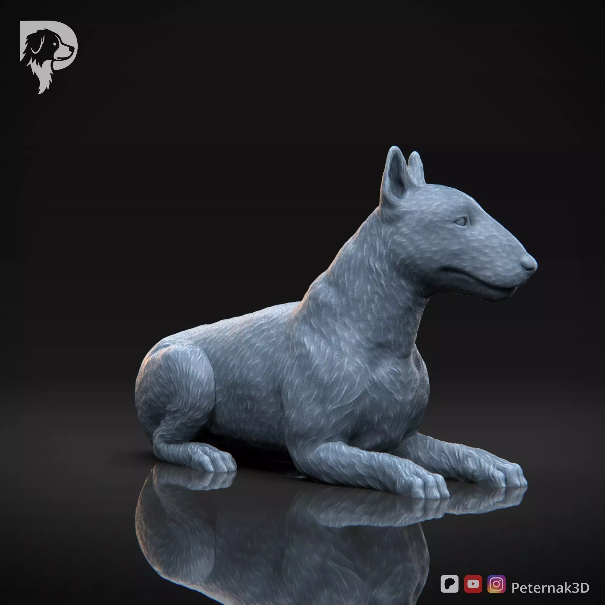 Dog 3D Print Model Bull Terrier Dog Pose 08 Ready STL 3D print model_4