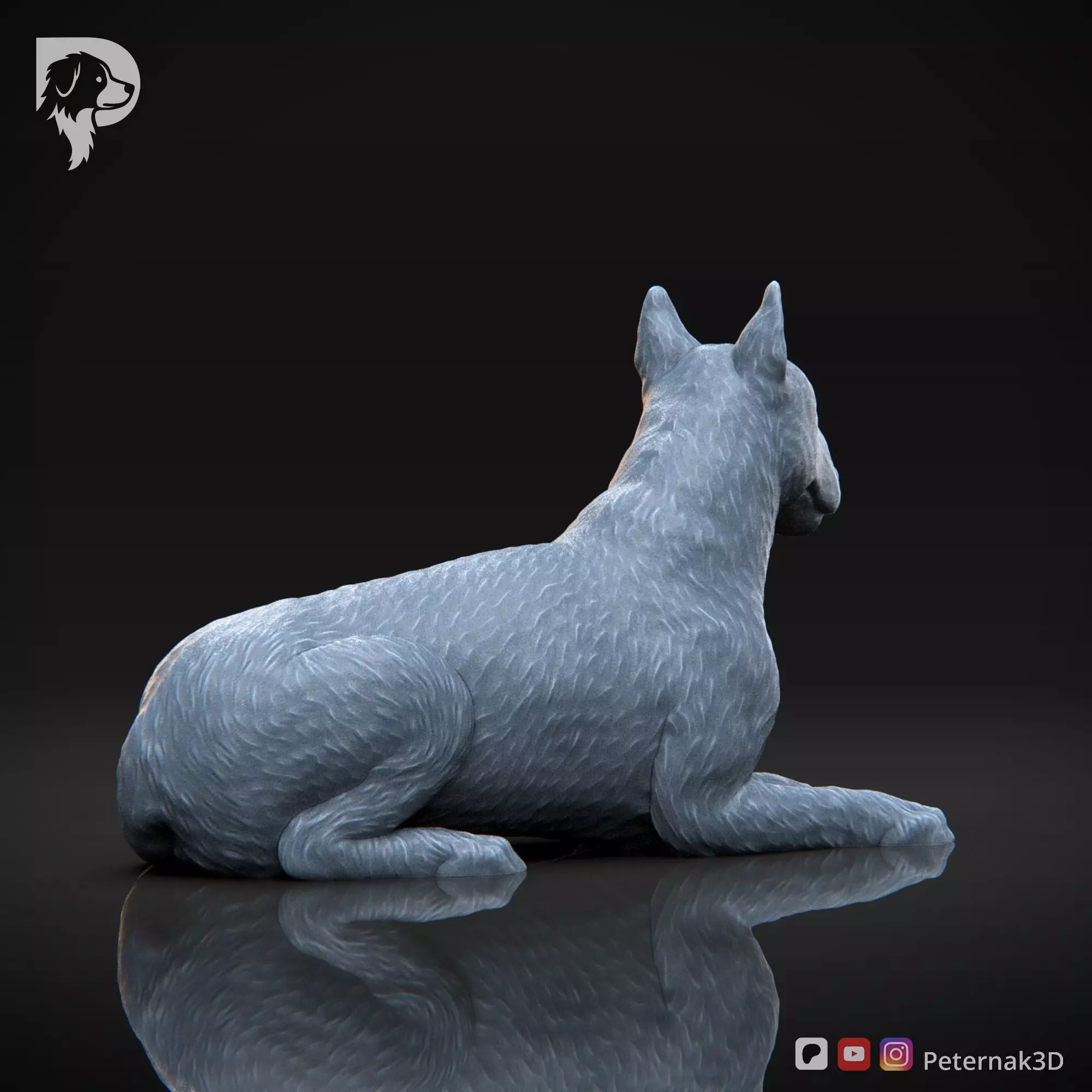 Dog 3D Print Model Bull Terrier Dog Pose 08 Ready STL 3D print model_6