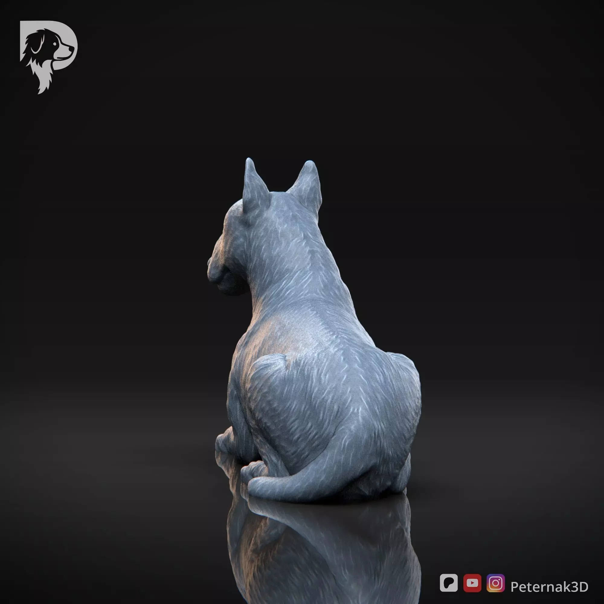 Dog 3D Print Model Bull Terrier Dog Pose 08 Ready STL 3D print model_8