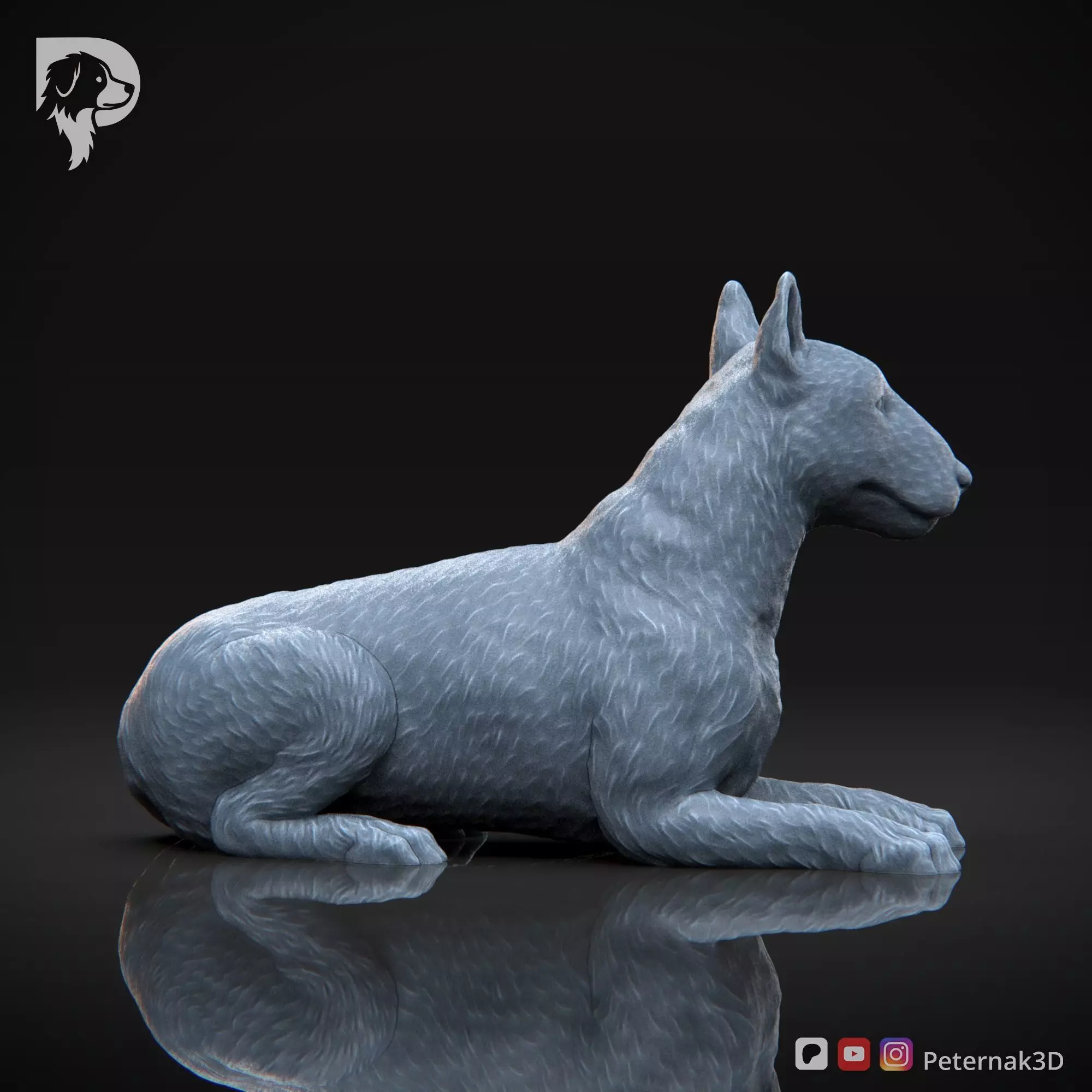 Dog 3D Print Model Bull Terrier Dog Pose 08 Ready STL 3D print model_5