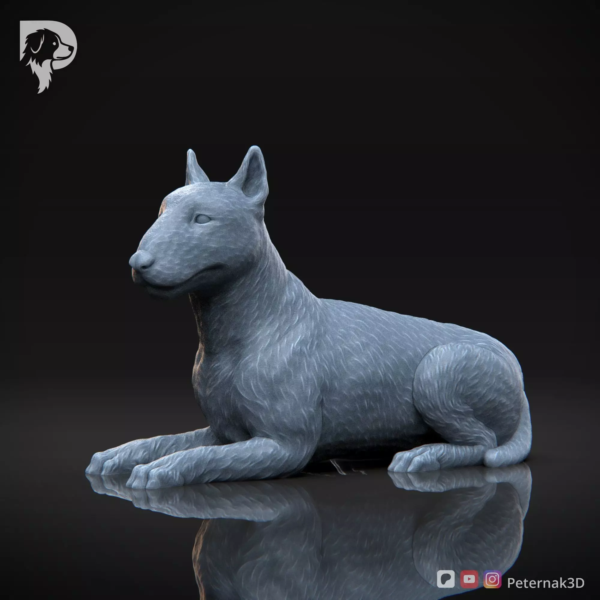 Dog 3D Print Model Bull Terrier Dog Pose 08 Ready STL 3D print model_11