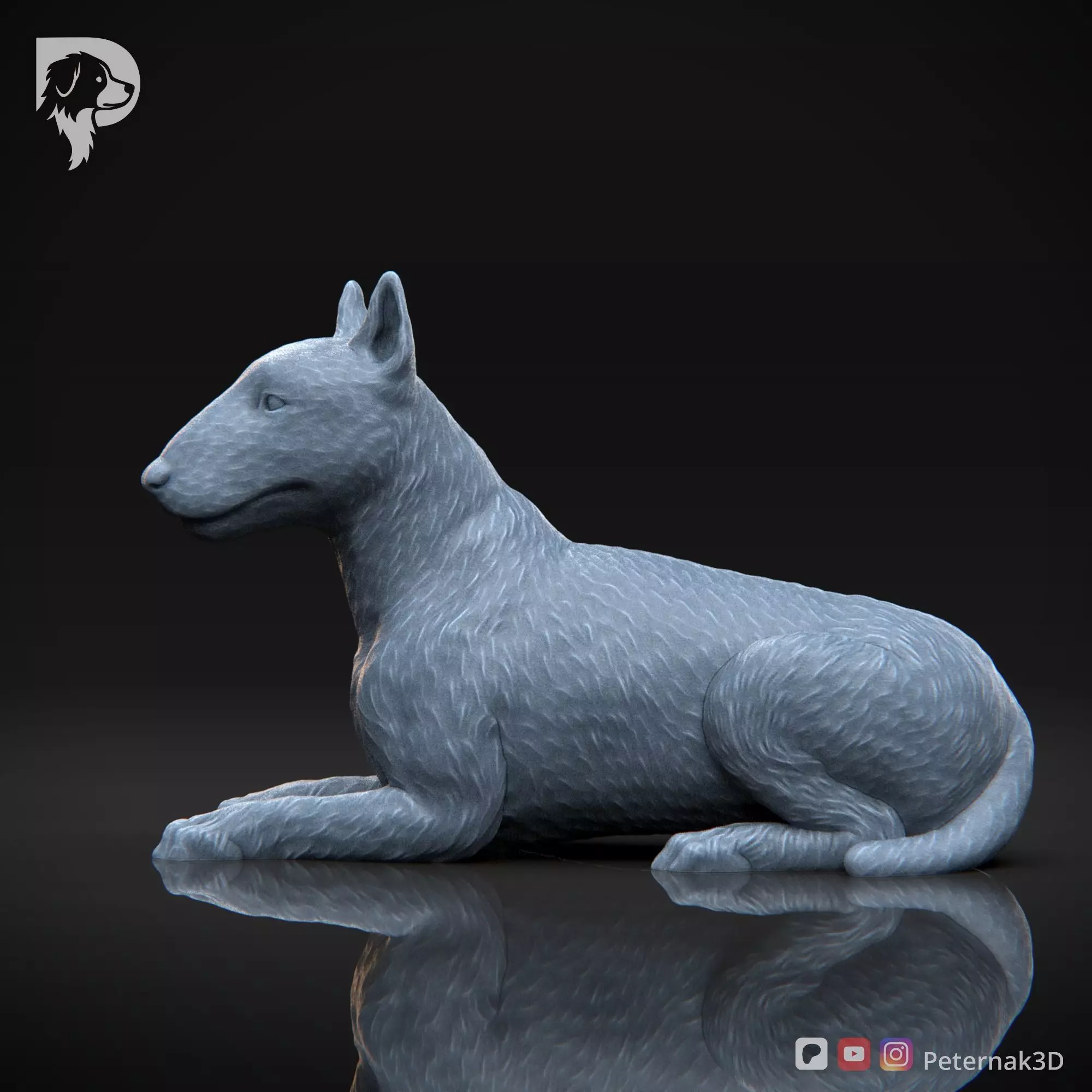 Dog 3D Print Model Bull Terrier Dog Pose 08 Ready STL 3D print model_10