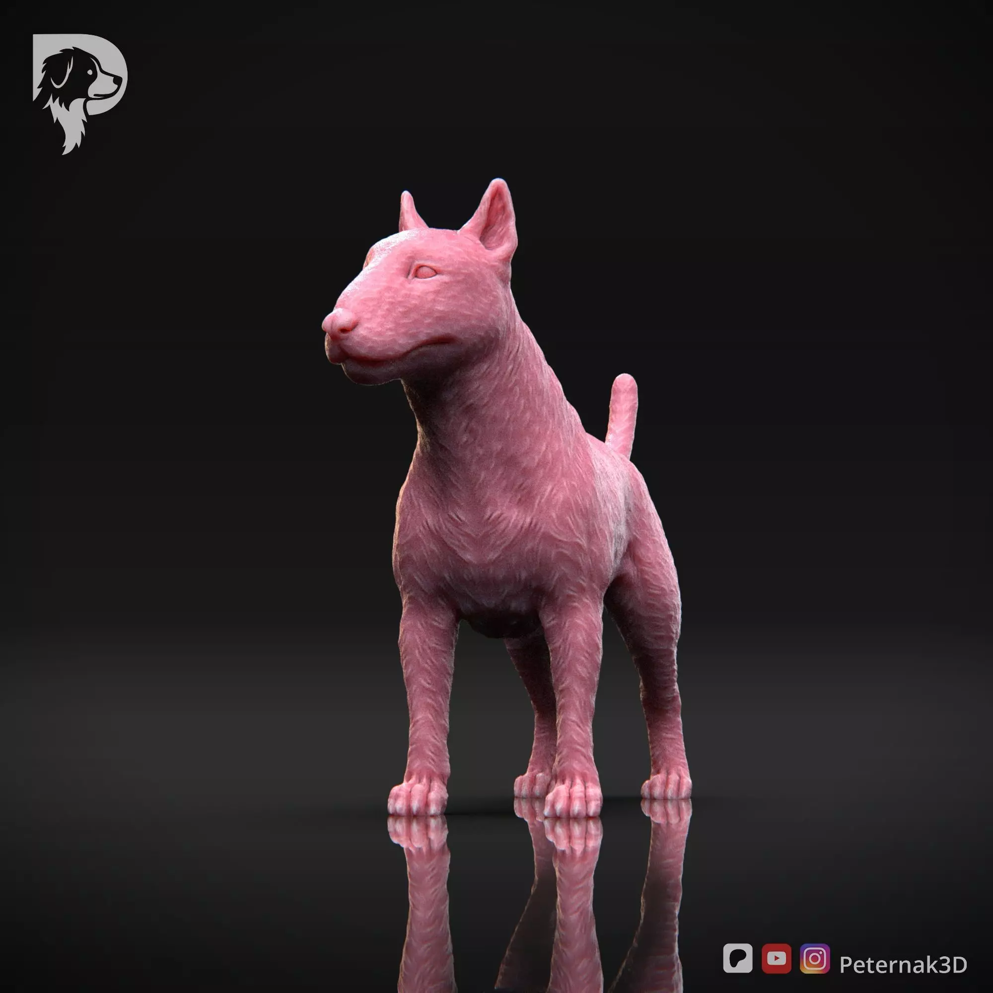 Dog 3D Print Model Bull Terrier Dog Pose 03 Ready STL 3D print model_11