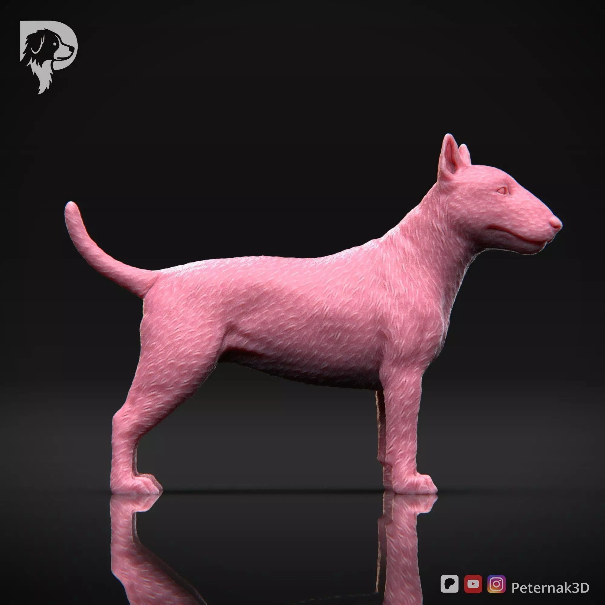 Dog 3D Print Model Bull Terrier Dog Pose 03 Ready STL 3D print model_4