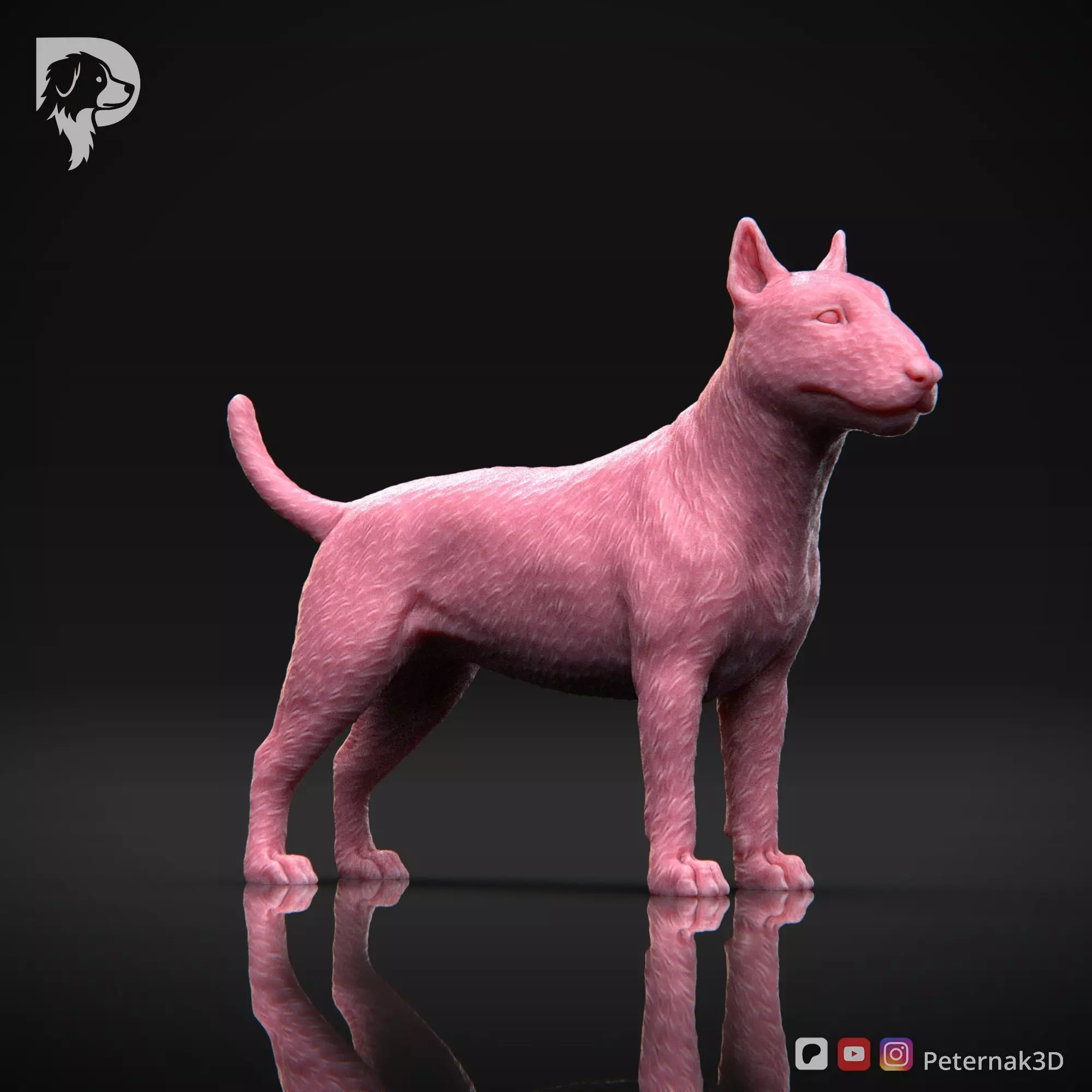 Dog 3D Print Model Bull Terrier Dog Pose 03 Ready STL 3D print model_3