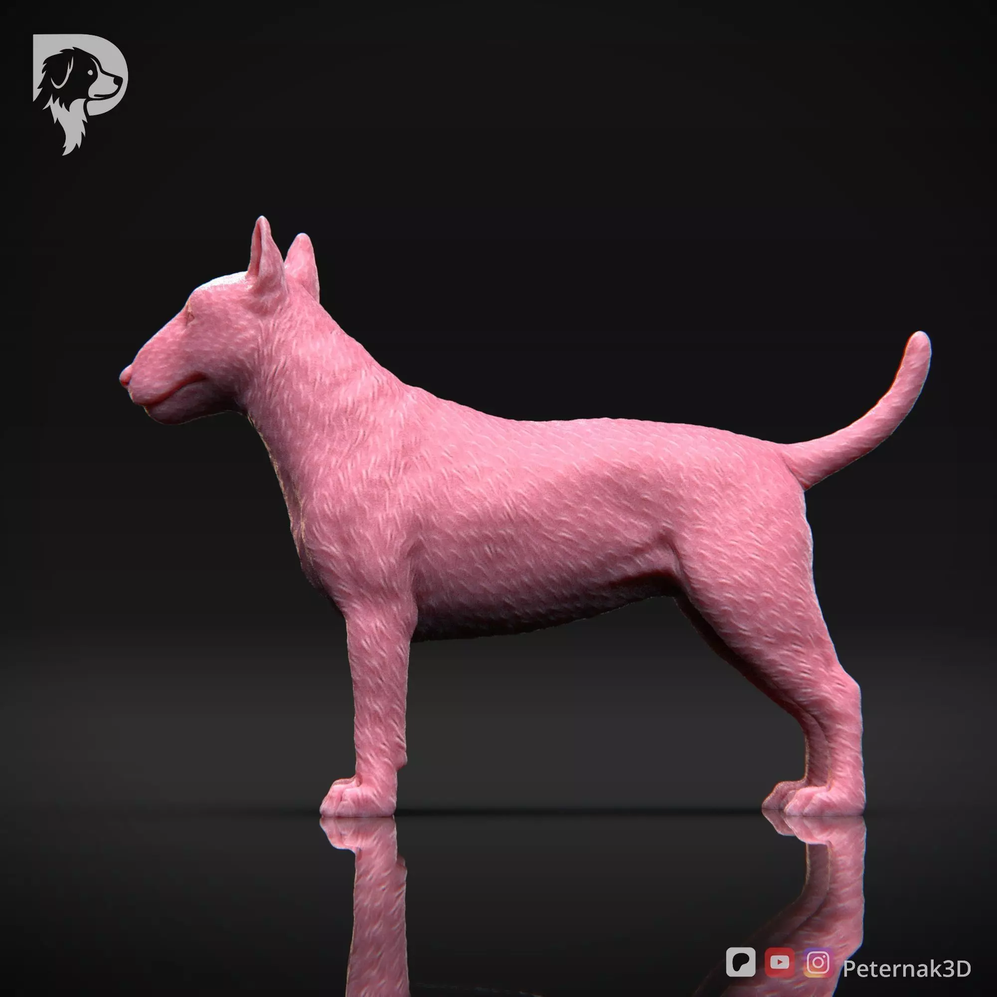 Dog 3D Print Model Bull Terrier Dog Pose 03 Ready STL 3D print model_9