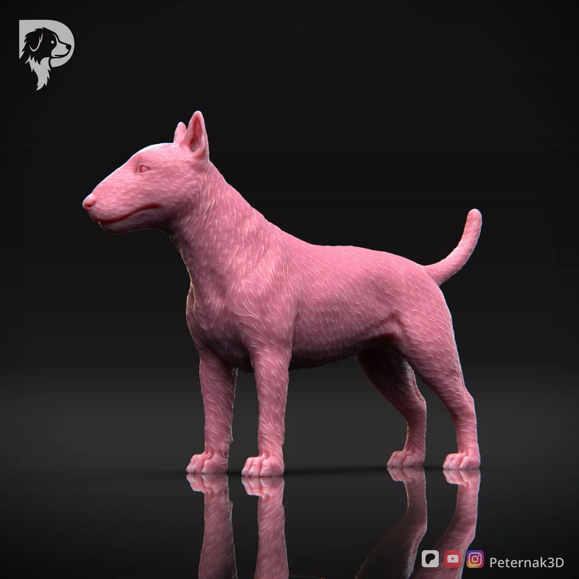 Dog 3D Print Model Bull Terrier Dog Pose 03 Ready STL 3D print model_10