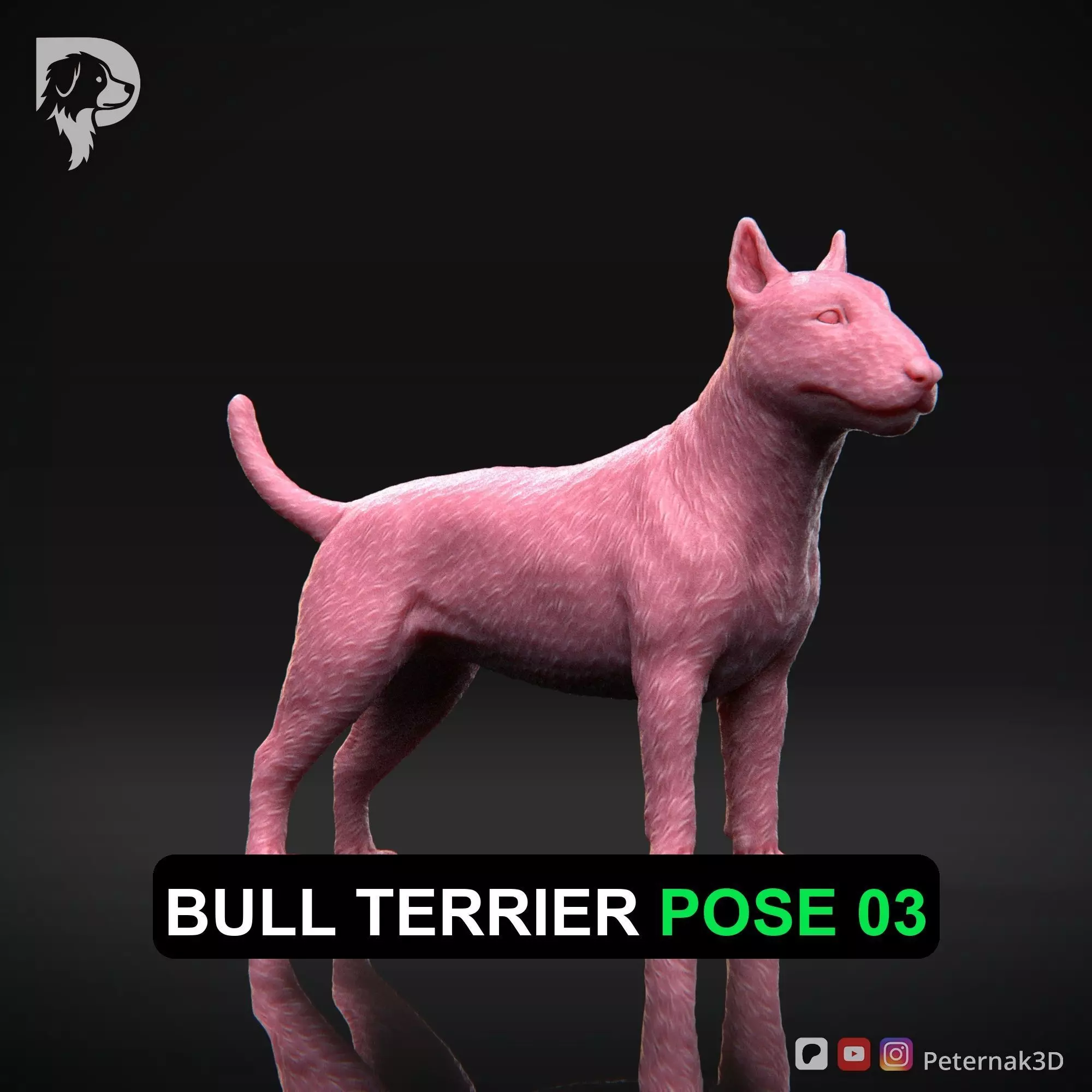 Dog 3D Print Model Bull Terrier Dog Pose 03 Ready STL 3D print model_0