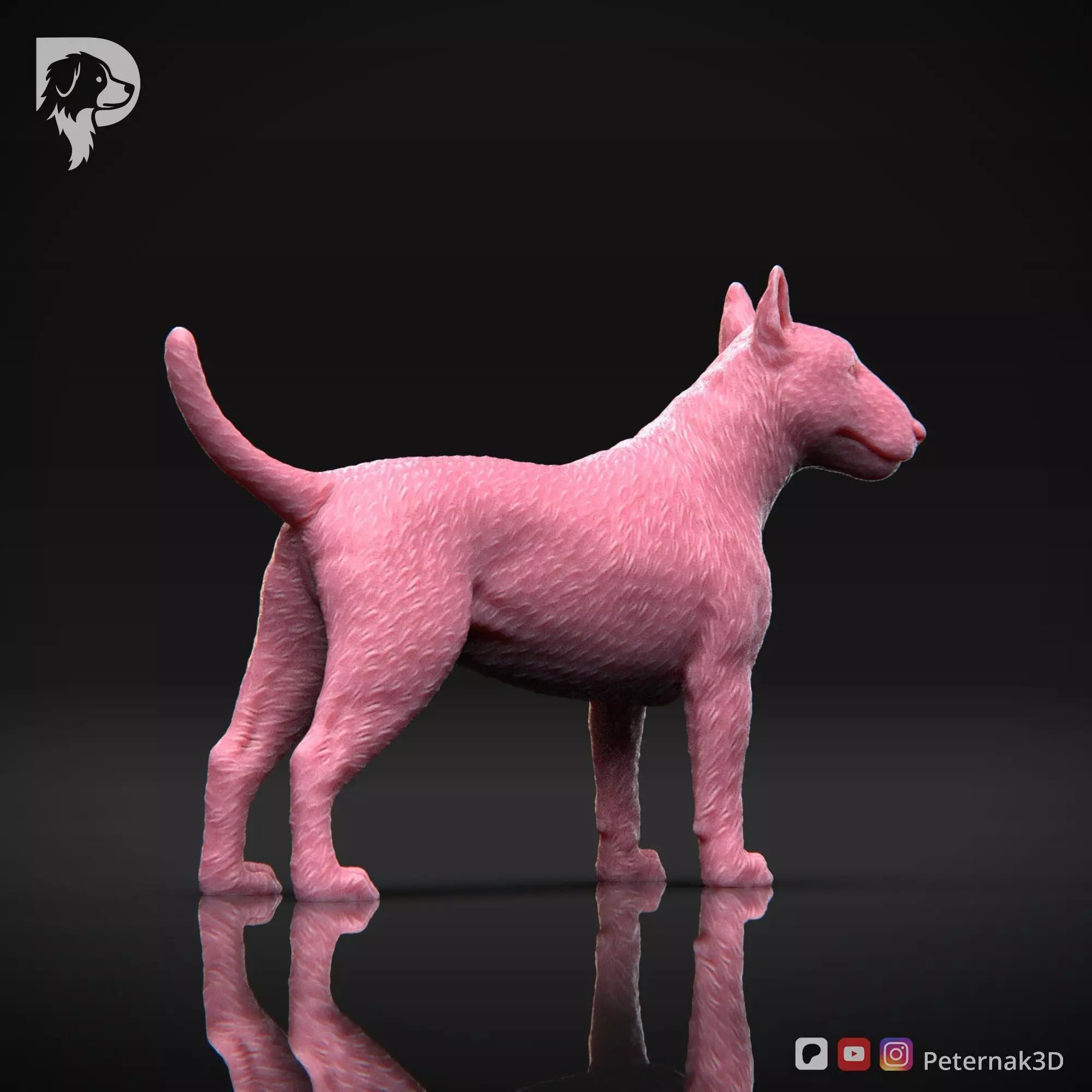 Dog 3D Print Model Bull Terrier Dog Pose 03 Ready STL 3D print model_5