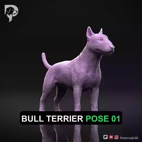 Dog 3D Print Model Bull Terrier Dog Pose 01 Ready STL