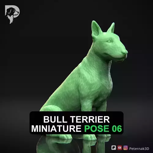 Dog 3D Print Model Bull Terrier Miniature Dog Pose 06 Ready STL