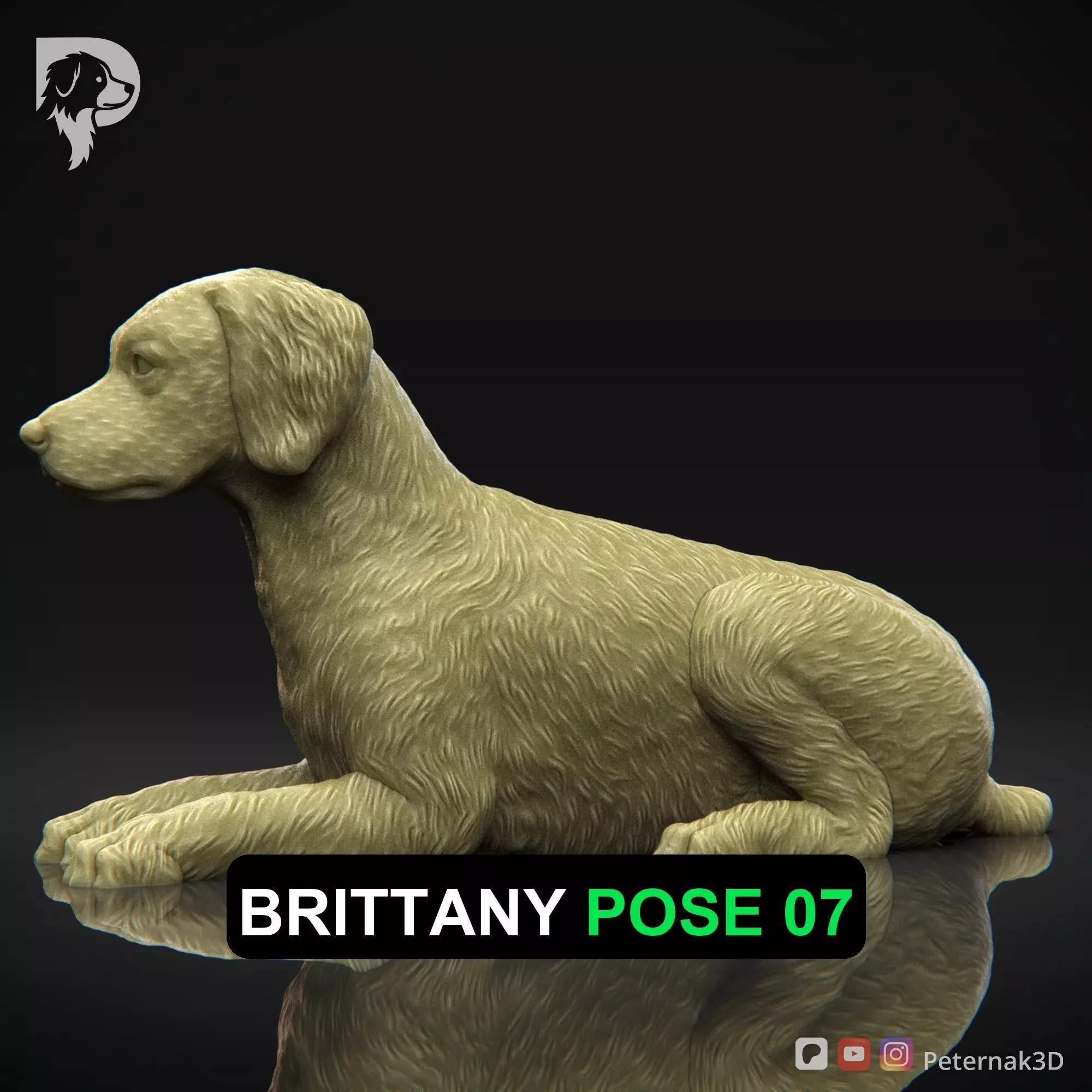 Dog 3D Print Model Brittany Dog Pose 07 Ready STL 3D print model