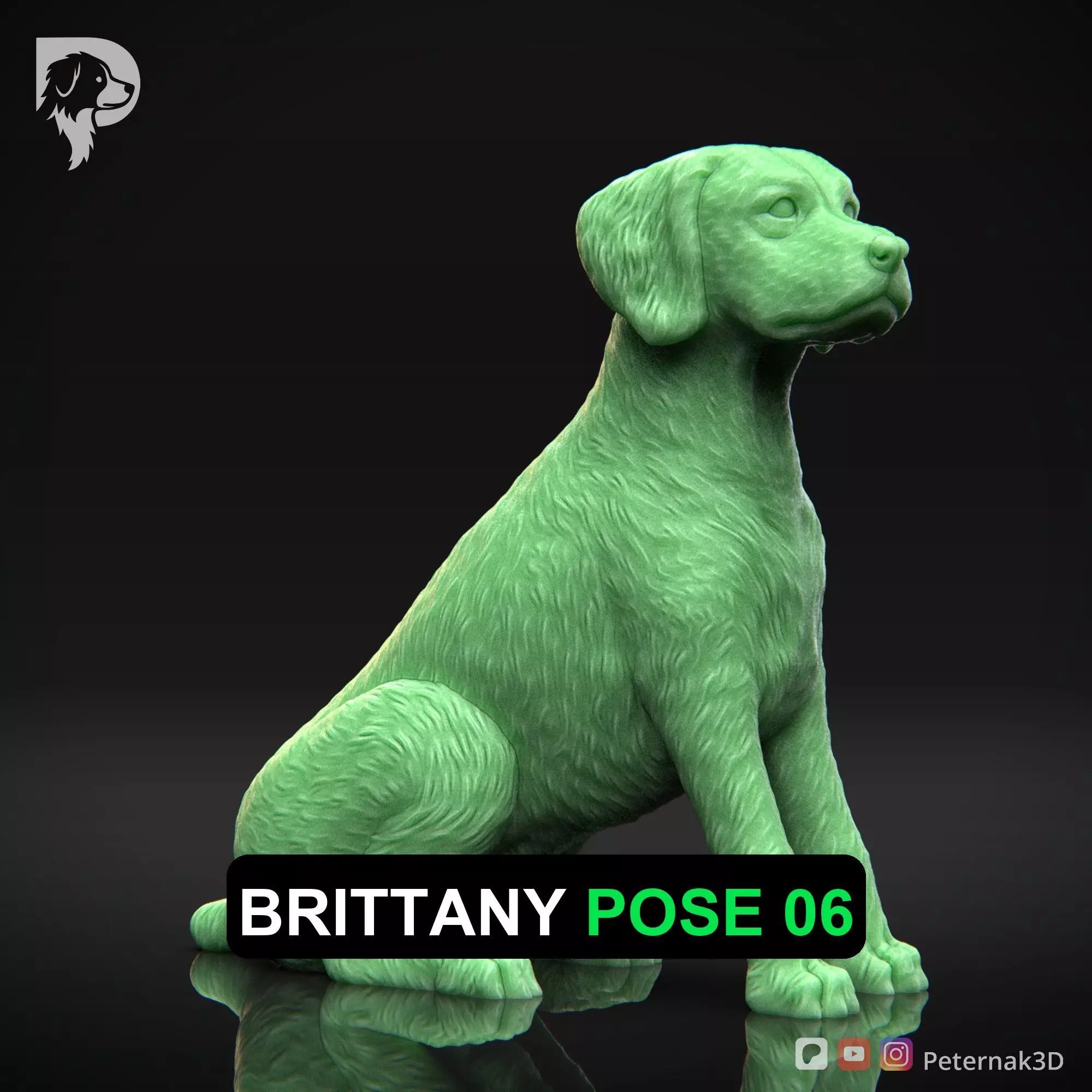 Dog 3D Print Model Brittany Dog Pose 06 Ready STL 3D print model