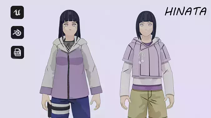 Hinata Hyuga - Game Ready 3D model - Rigged Low-poly 3D model 3D model
