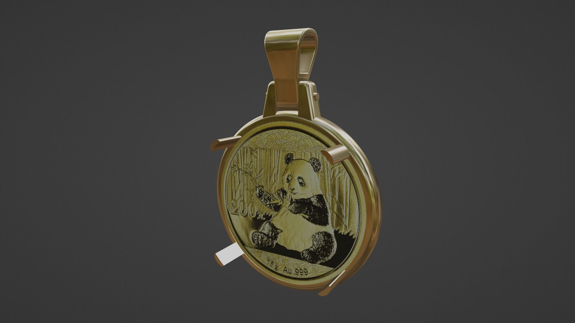 15 gram gold Chinese panda dollar frame mount 3D print model_2