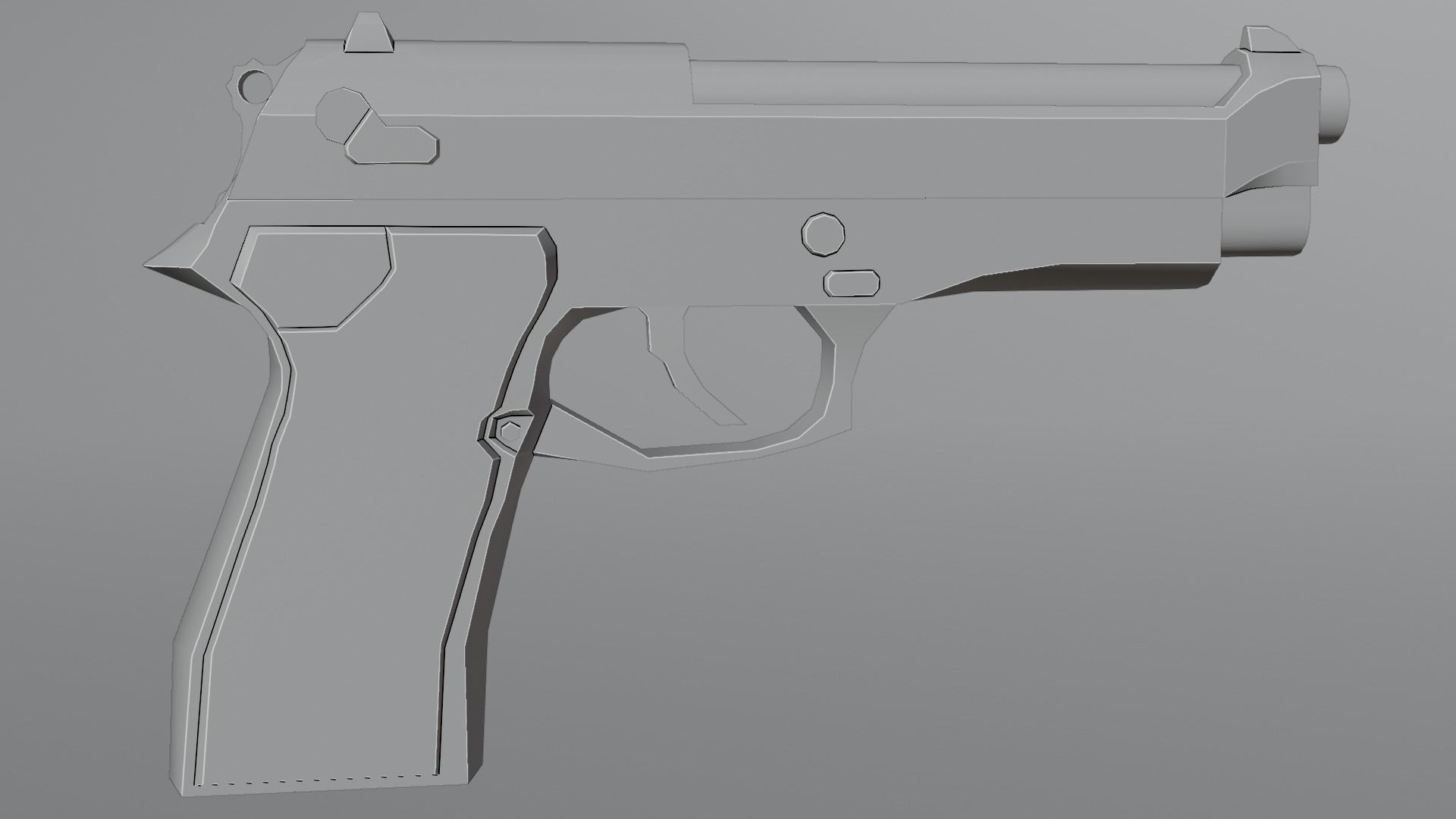 Pistol Low-poly 3D model Free low-poly 3D model_3