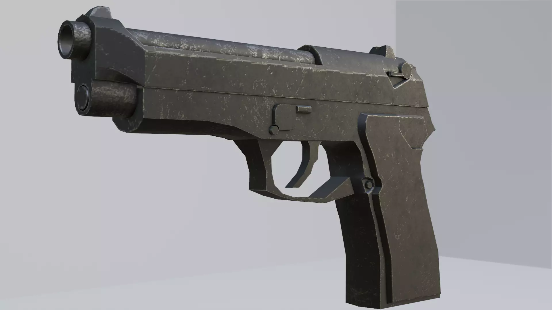 Pistol Low-poly 3D model Free low-poly 3D model_0