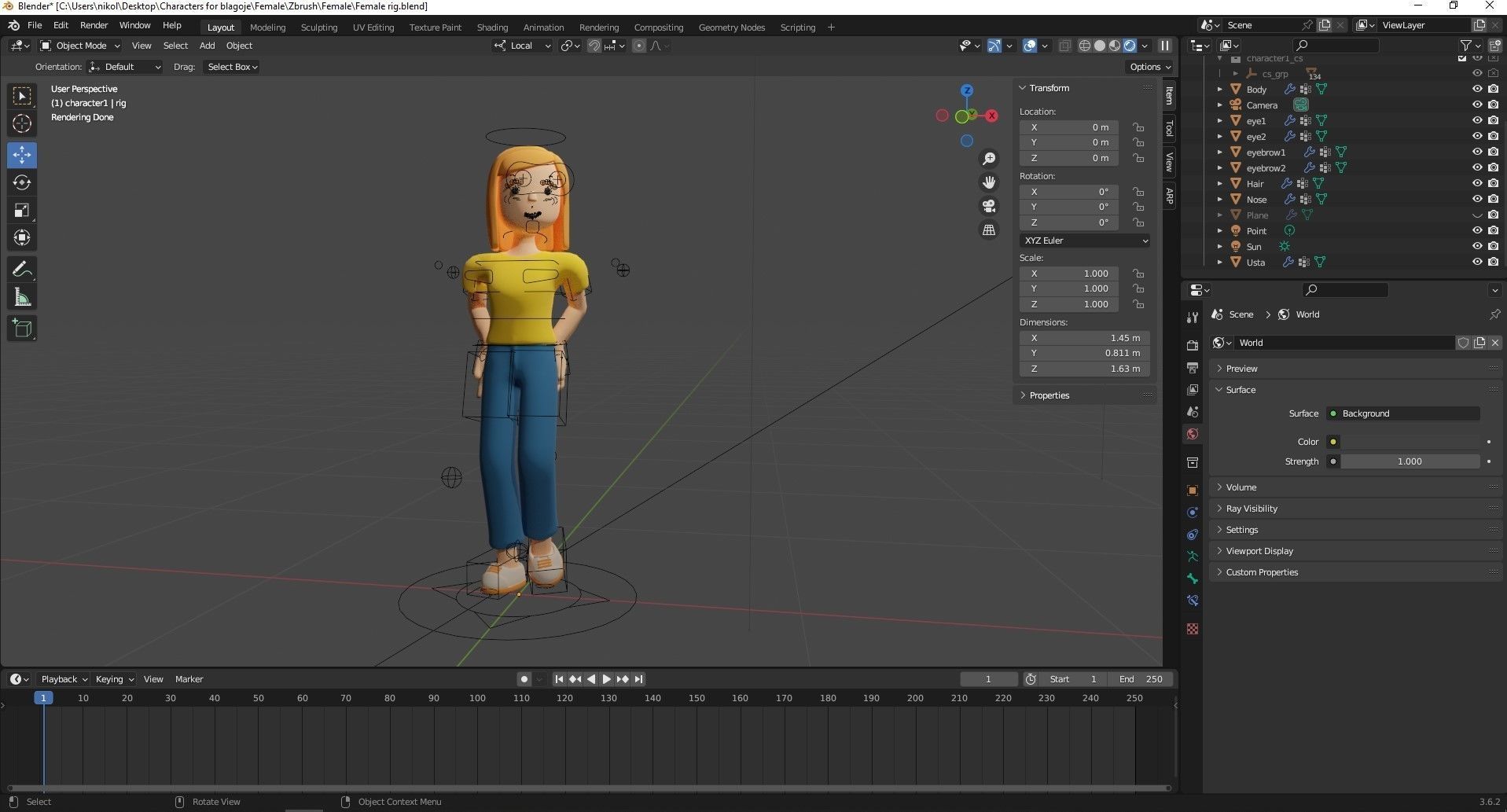 Character minimal female  3D model_2