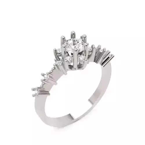 Elegant 12-Stone Engagement Ring with 3D STL 3DM Files