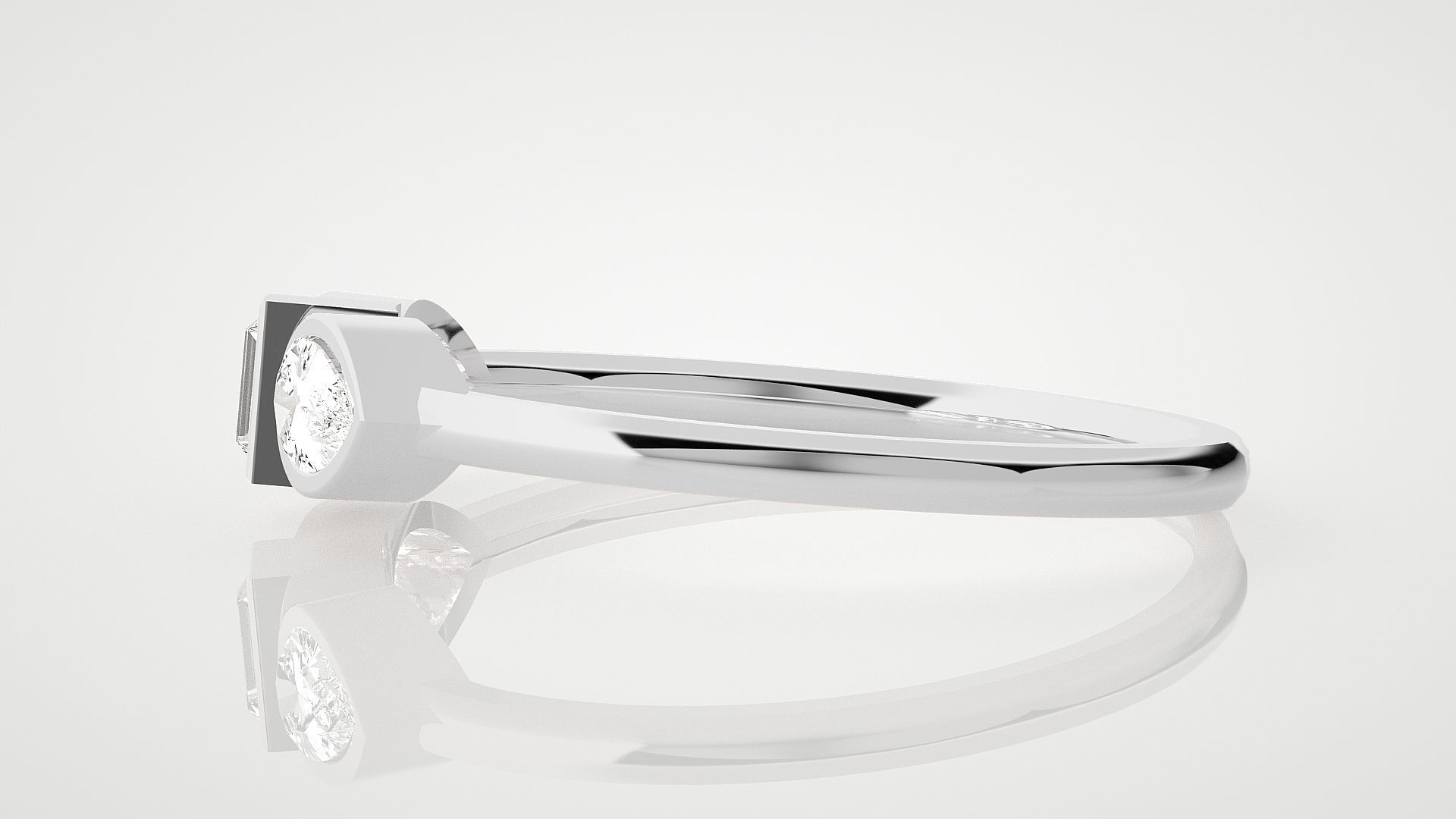 Ultra Light wt minimalist pear diamond ring 3dm stl renders 3D print model_6