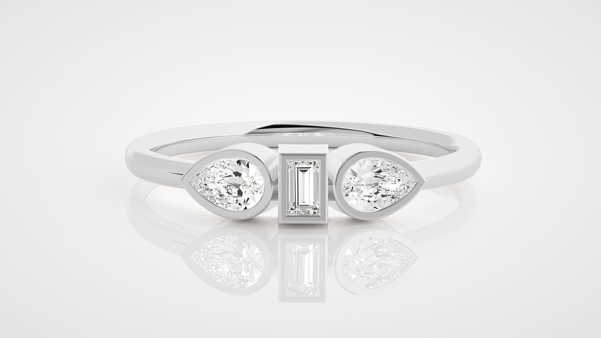 Ultra Light wt minimalist pear diamond ring 3dm stl renders 3D print model_3