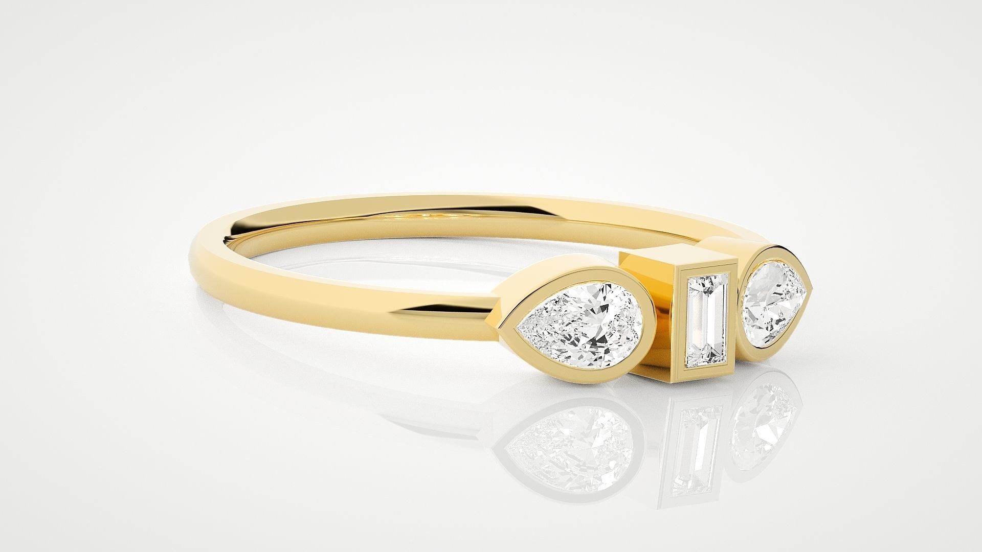Ultra Light wt minimalist pear diamond ring 3dm stl renders 3D print model_8