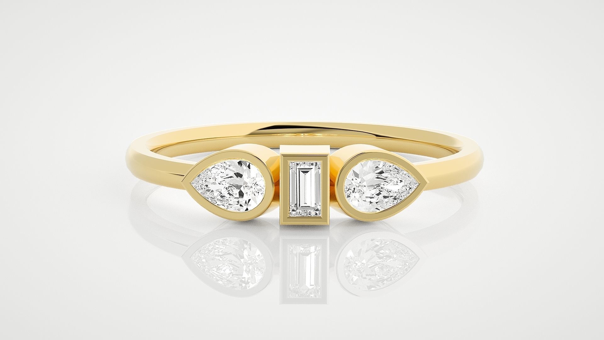 Ultra Light wt minimalist pear diamond ring 3dm stl renders 3D print model_7