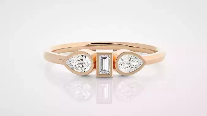 Ultra Light wt minimalist pear diamond ring 3dm stl renders