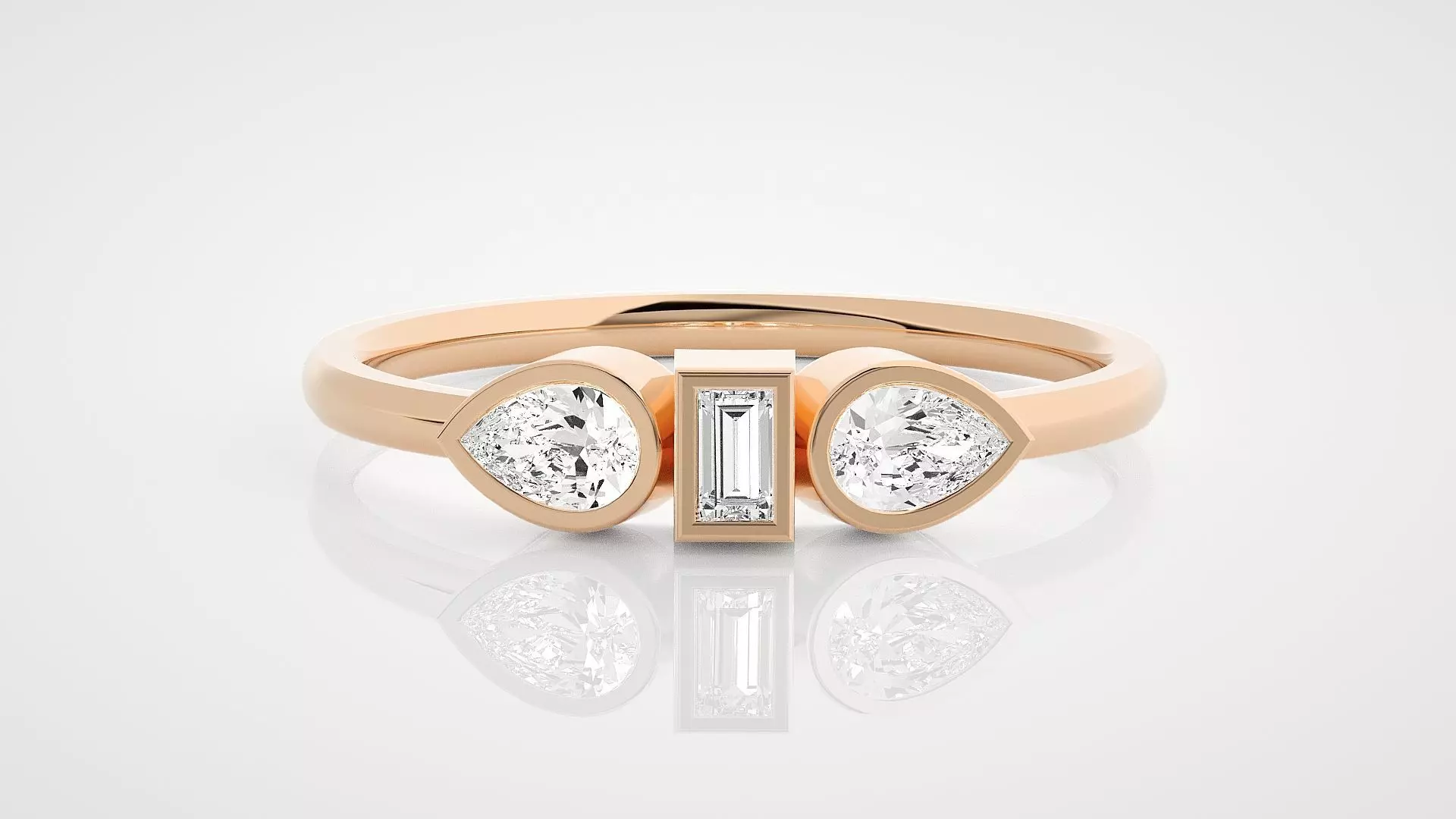 Ultra Light wt minimalist pear diamond ring 3dm stl renders 3D print model_0