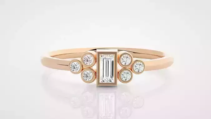 Ultra Light wt minimalist diamond ring 3dm stl renders details