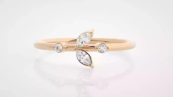 Leaf Ultra Light wt minimalist diamond ring 3dm stl renders