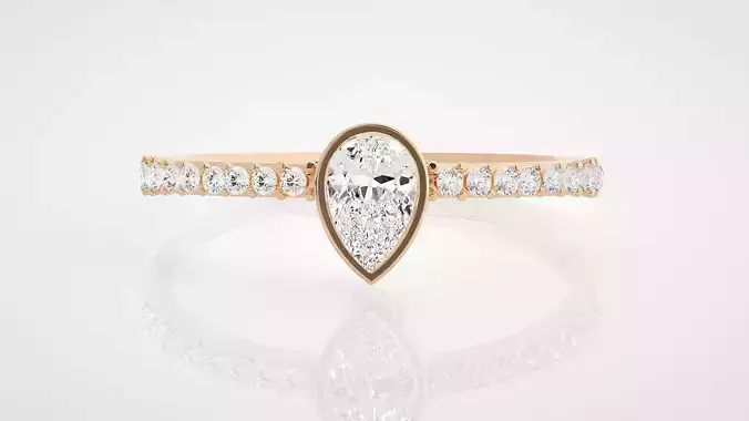 Ultra Light wt minimalist pear diamond ring 3dm stl renders
