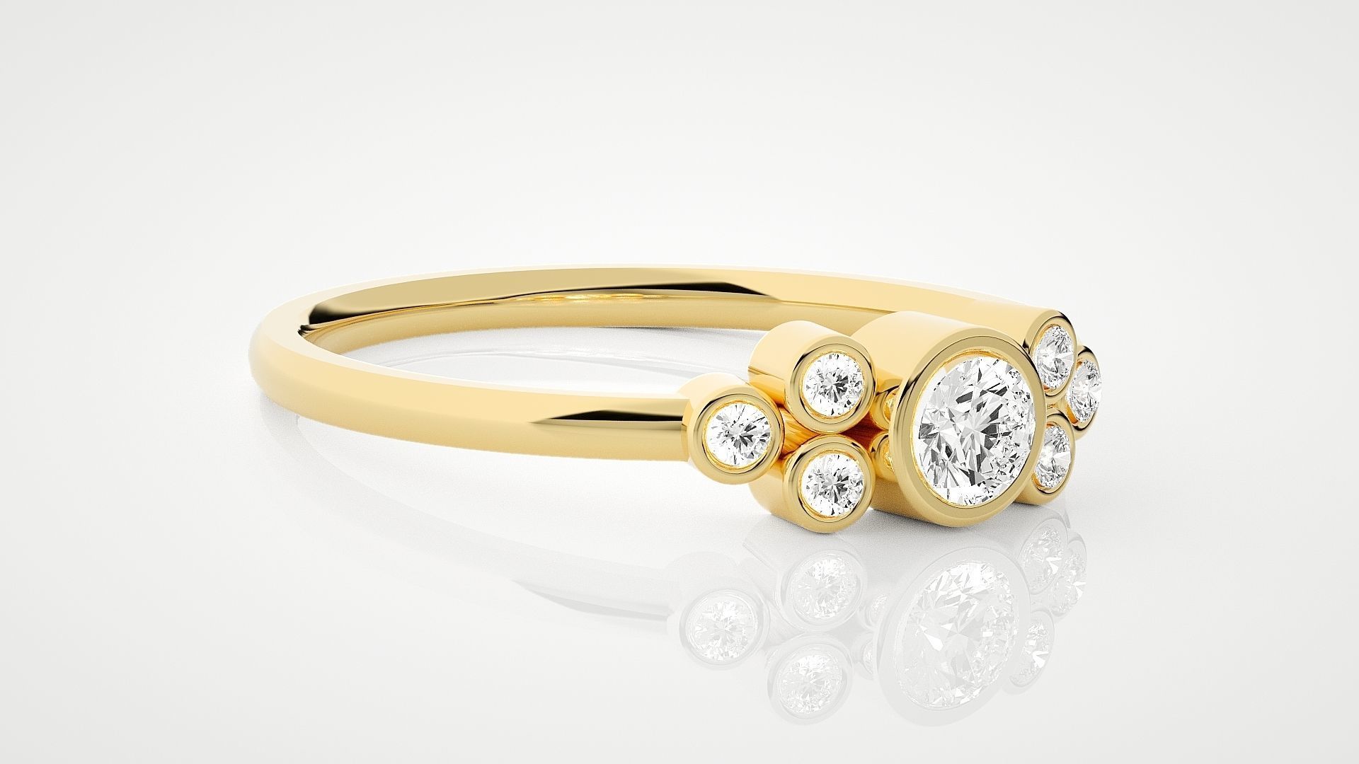 Ultra Light wt minimalist solitaire diamond ring 3dm stl renders 3D print model_8