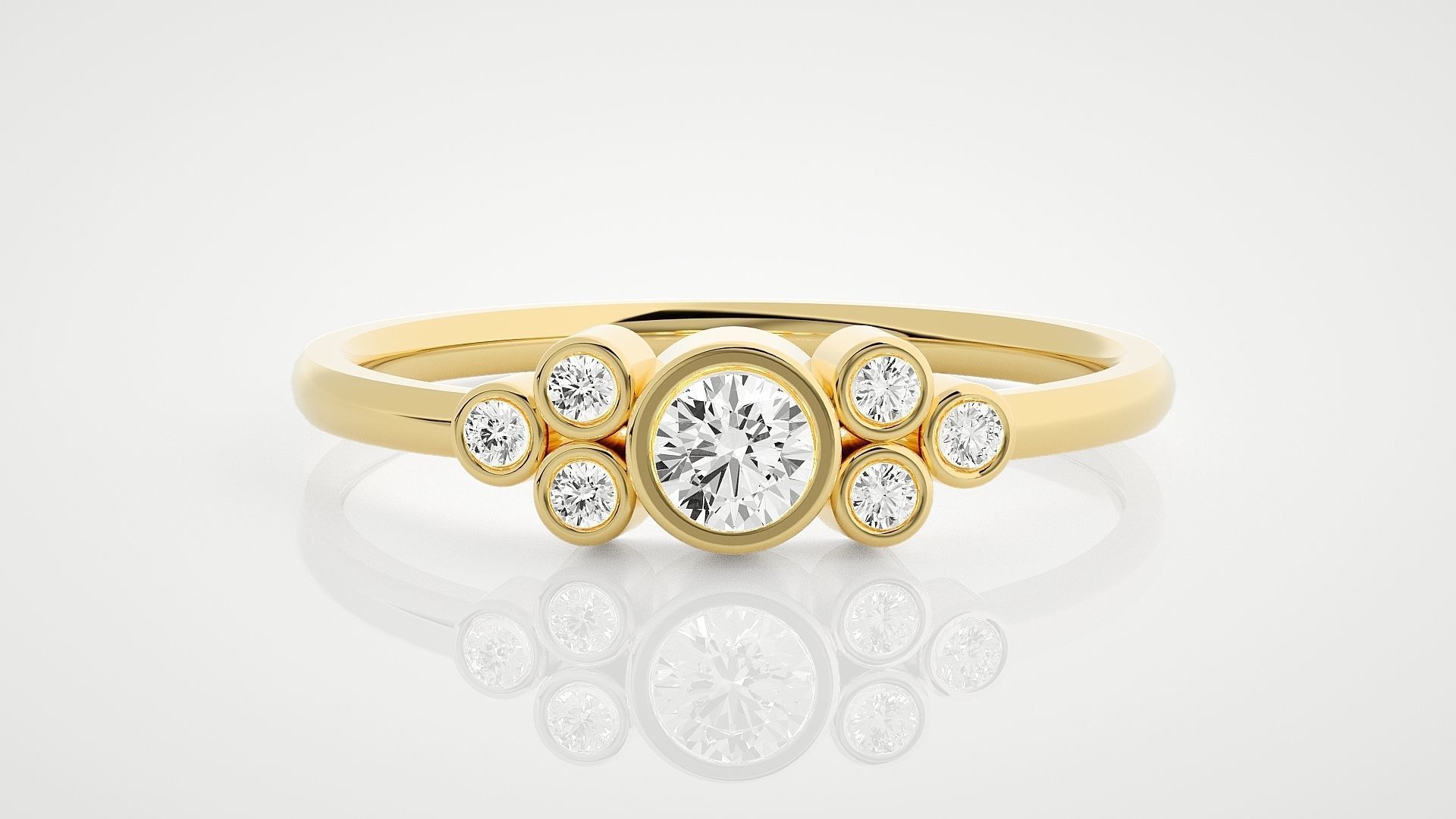 Ultra Light wt minimalist solitaire diamond ring 3dm stl renders 3D print model_7