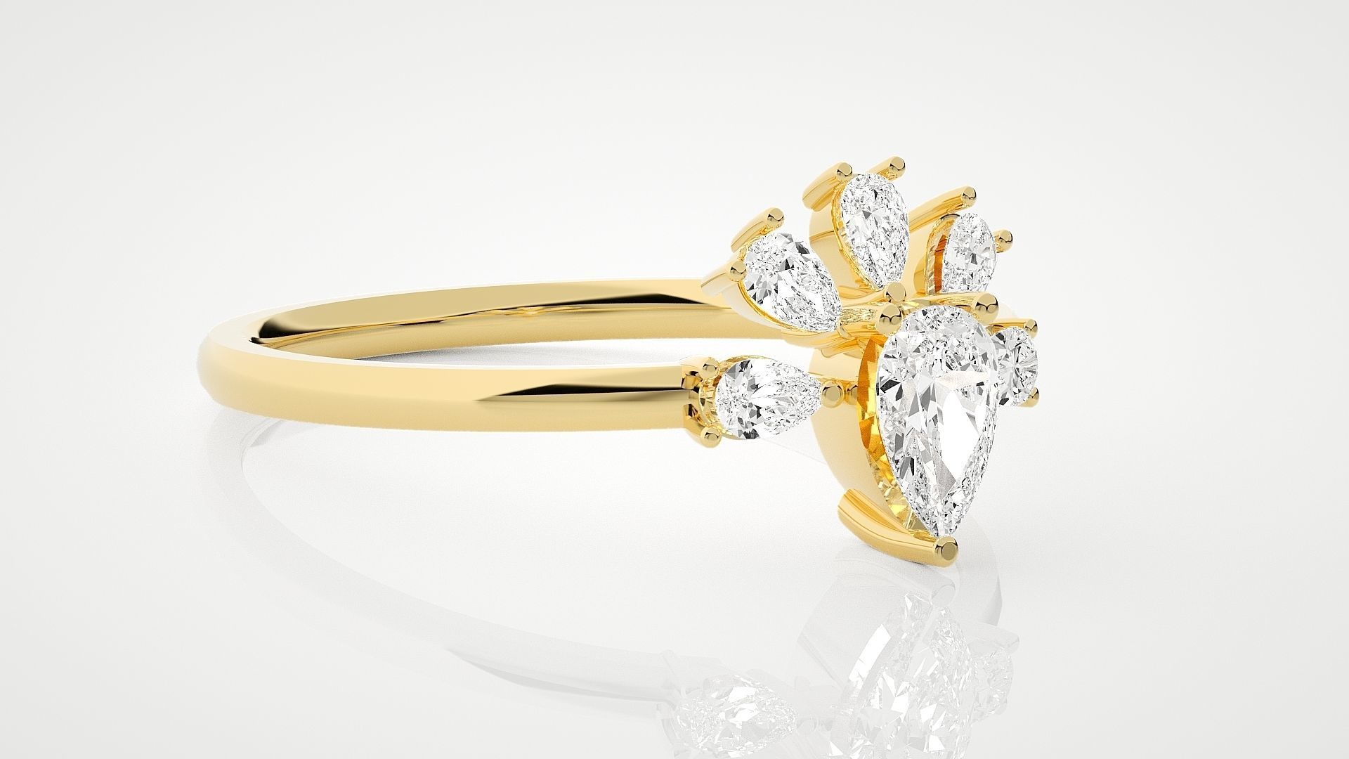 Ultra Light wt minimalist pear diamond ring 3dm stl renders 3D print model_8