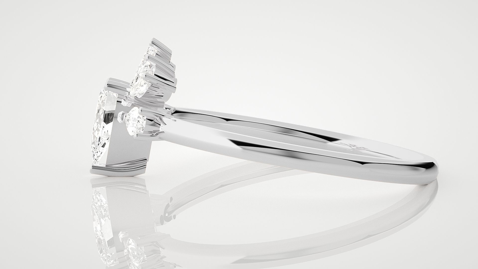 Ultra Light wt minimalist pear diamond ring 3dm stl renders 3D print model_6