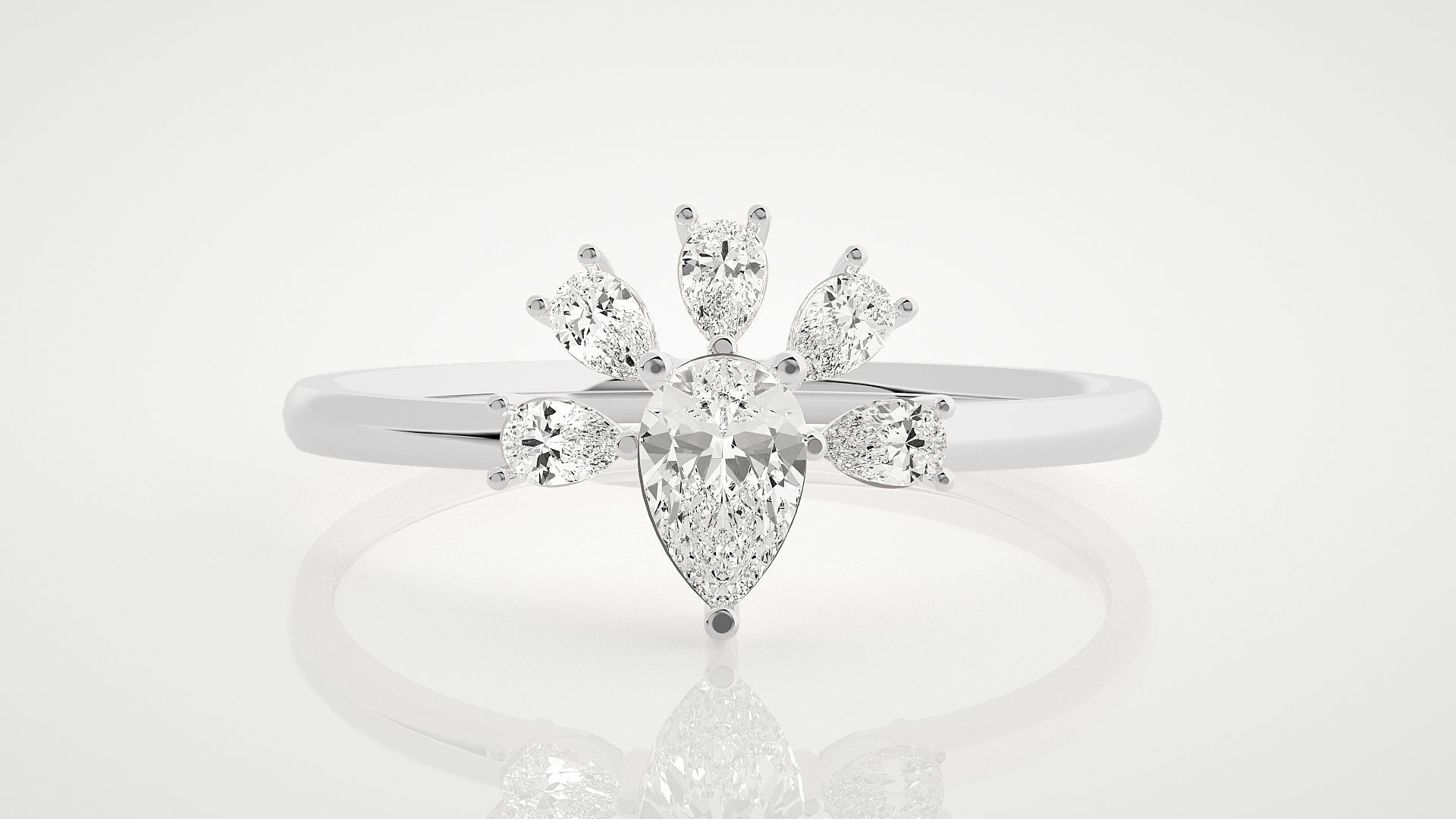 Ultra Light wt minimalist pear diamond ring 3dm stl renders 3D print model_4