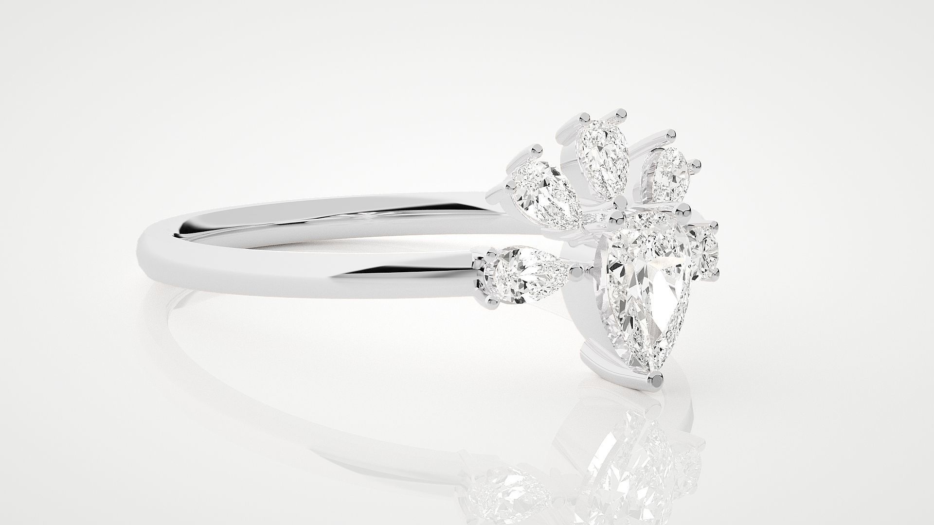 Ultra Light wt minimalist pear diamond ring 3dm stl renders 3D print model_5