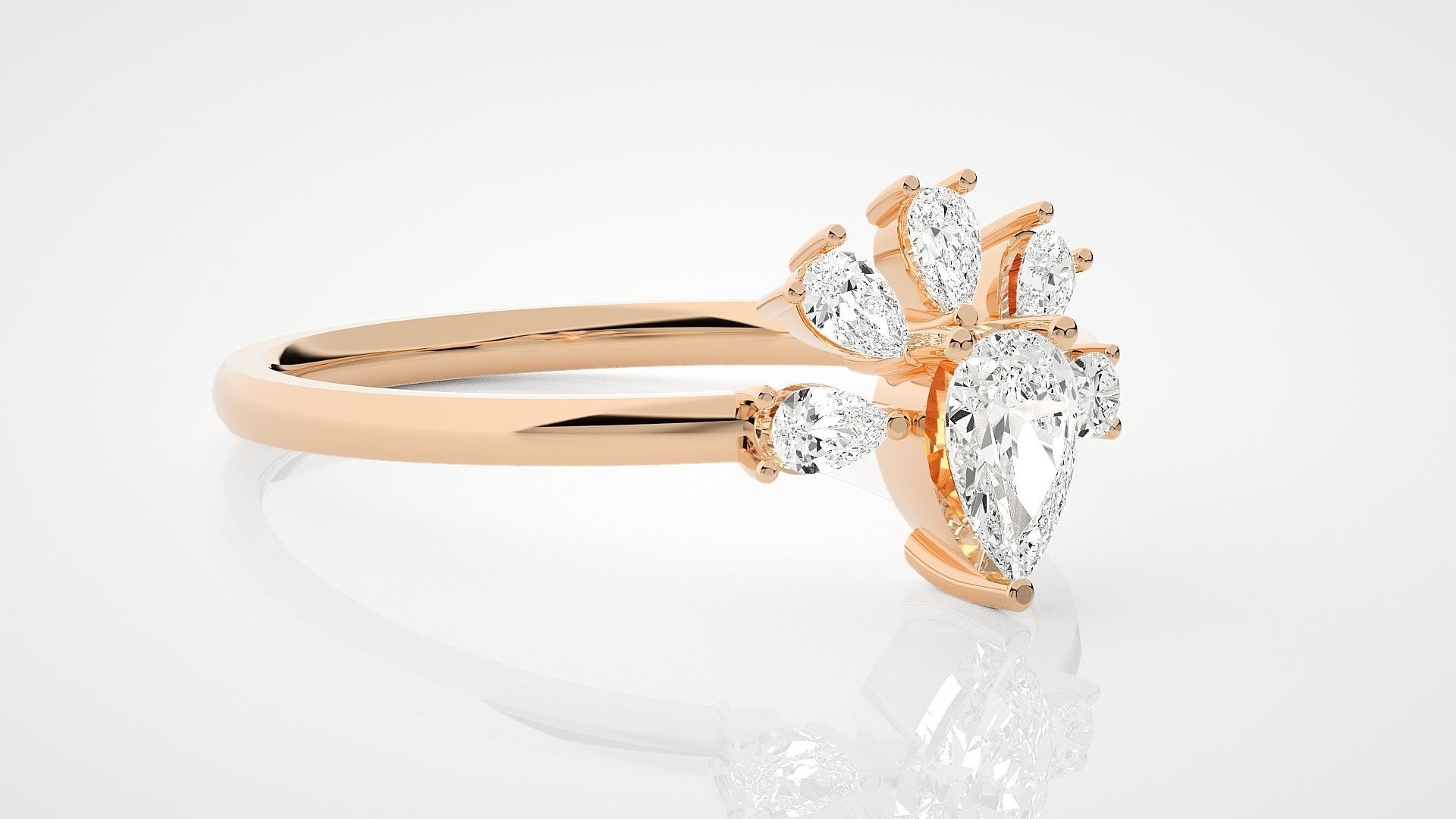 Ultra Light wt minimalist pear diamond ring 3dm stl renders 3D print model_1