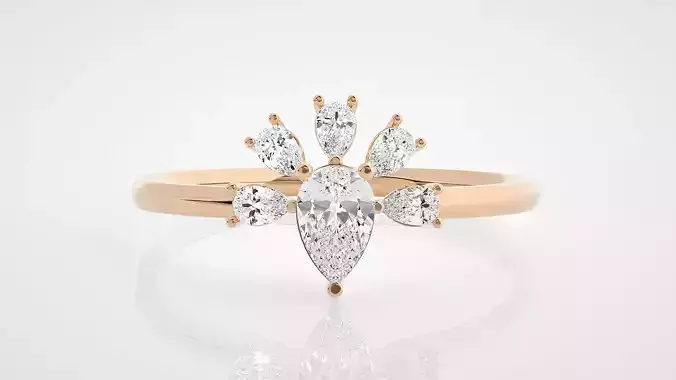Ultra Light wt minimalist pear diamond ring 3dm stl renders