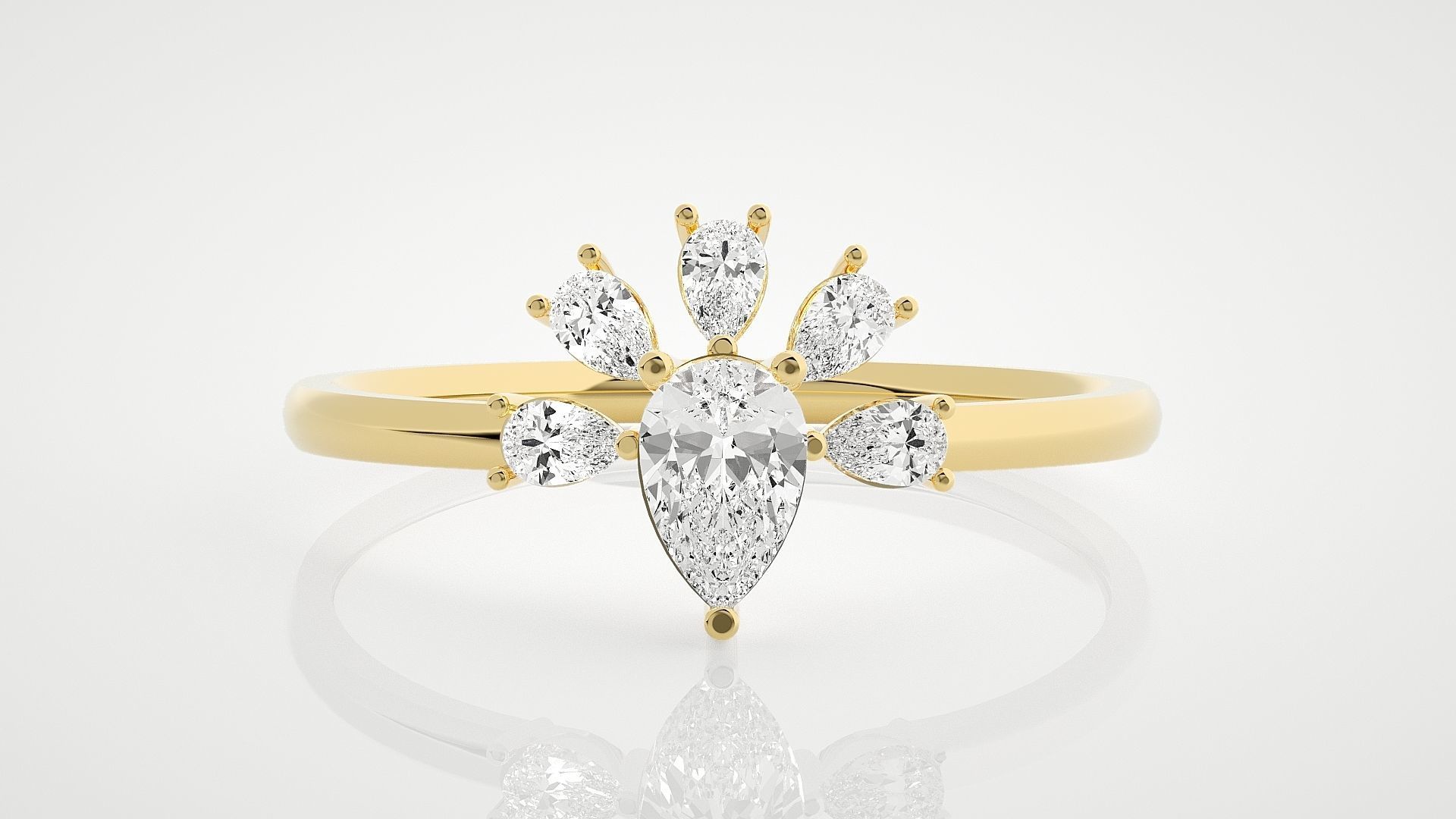 Ultra Light wt minimalist pear diamond ring 3dm stl renders 3D print model_7