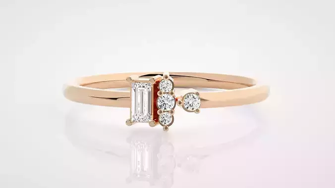 Ultra Light wt minimalist baguette diamond ring 3dm stl renders