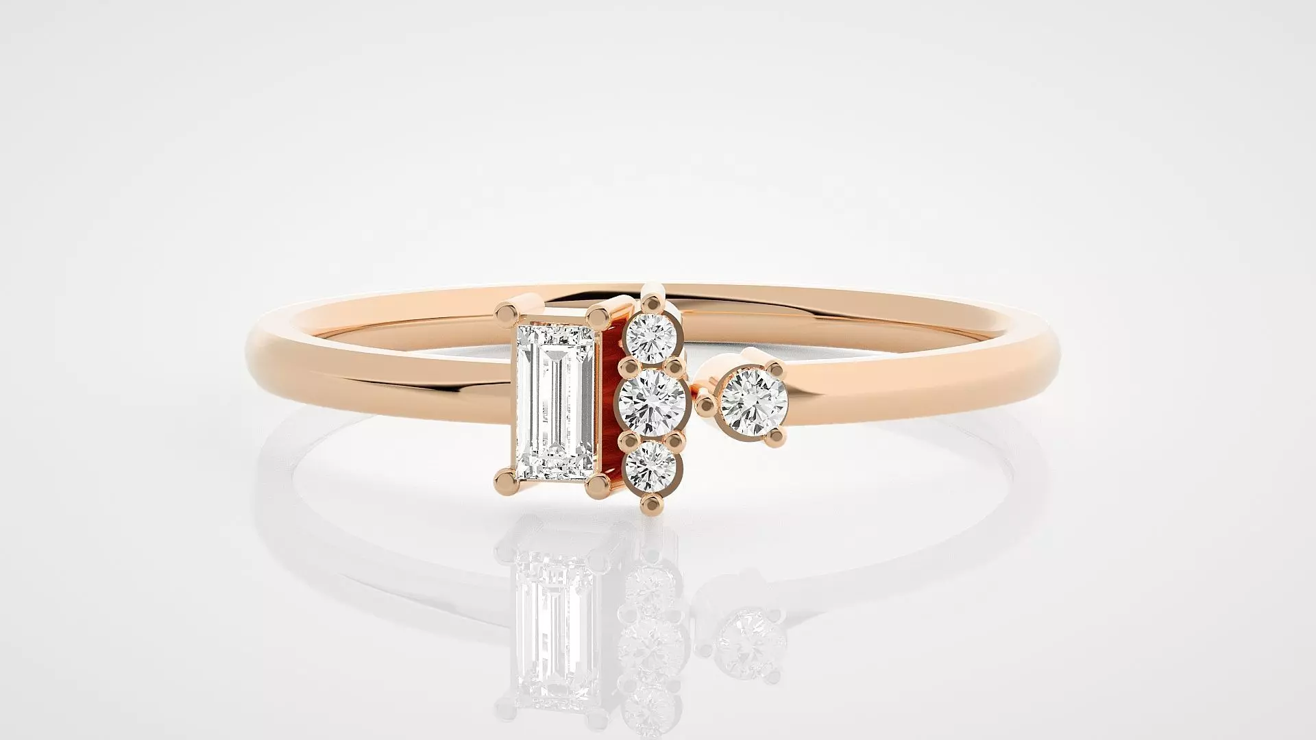 Ultra Light wt minimalist baguette diamond ring 3dm stl renders 3D print model