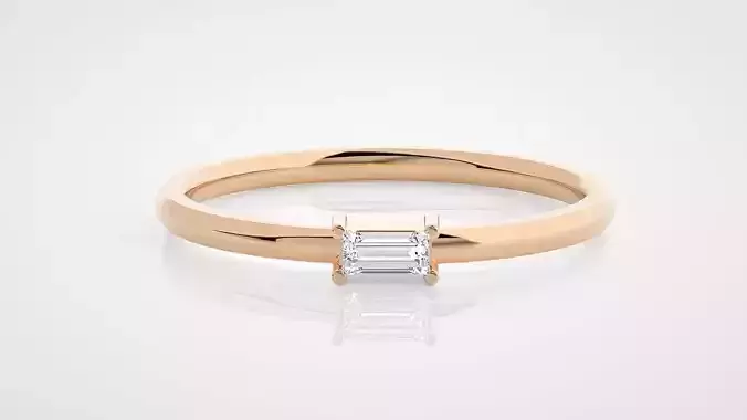 Ultra Light wt minimalist baguette diamond ring 3dm stl renders