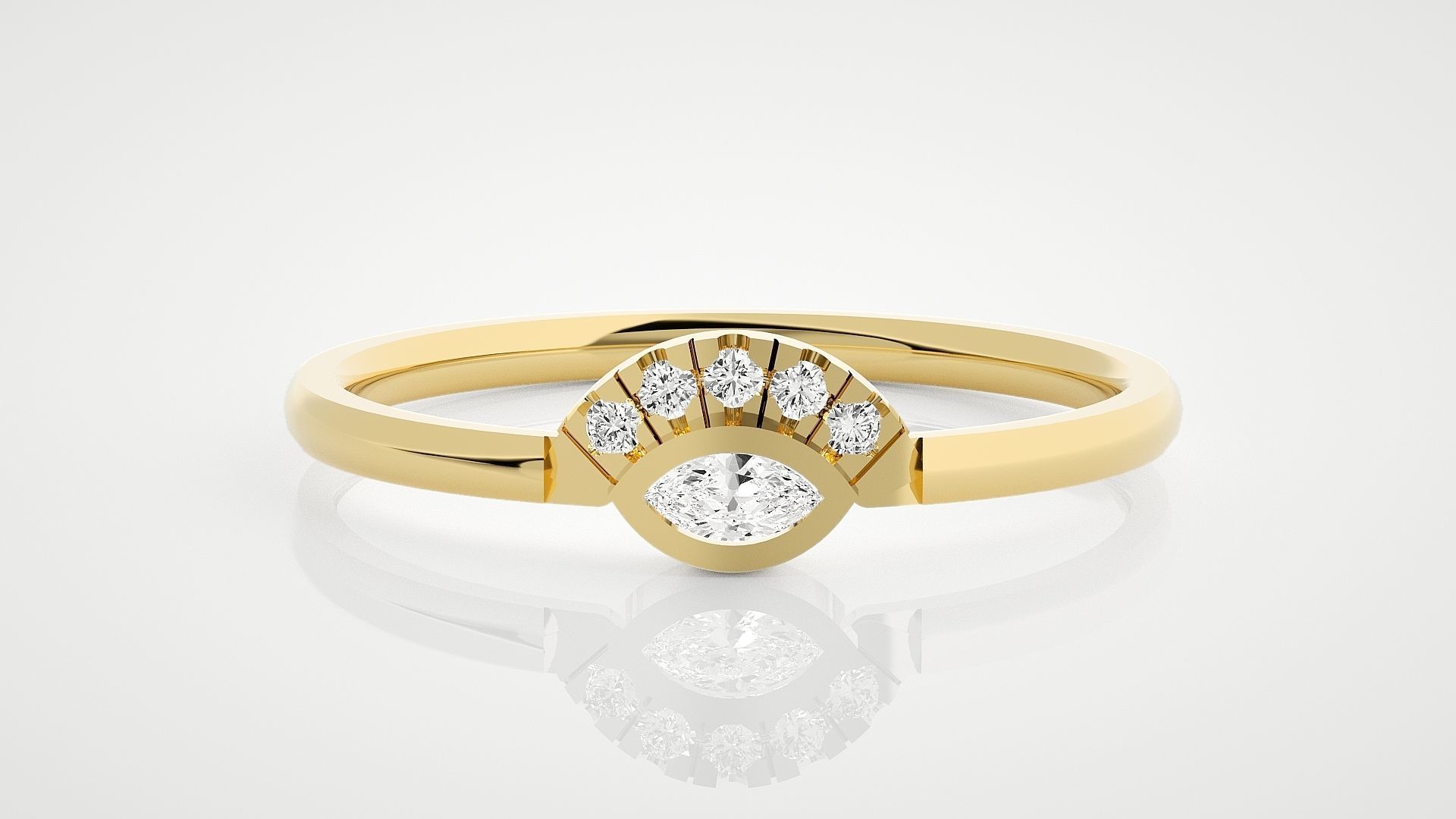 Evil Eye Ultra Light wt minimalist diamond ring 3dm stl renders 3D print model_7