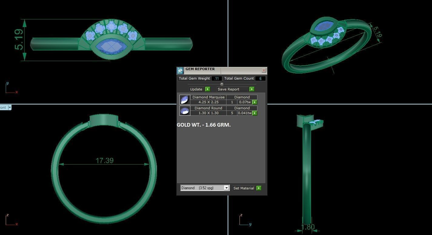 Evil Eye Ultra Light wt minimalist diamond ring 3dm stl renders 3D print model_3